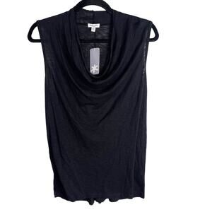 New Splendid XSmall Black Cowl Neck Sleeveless Slub Jersey Tank Top Modal Supima